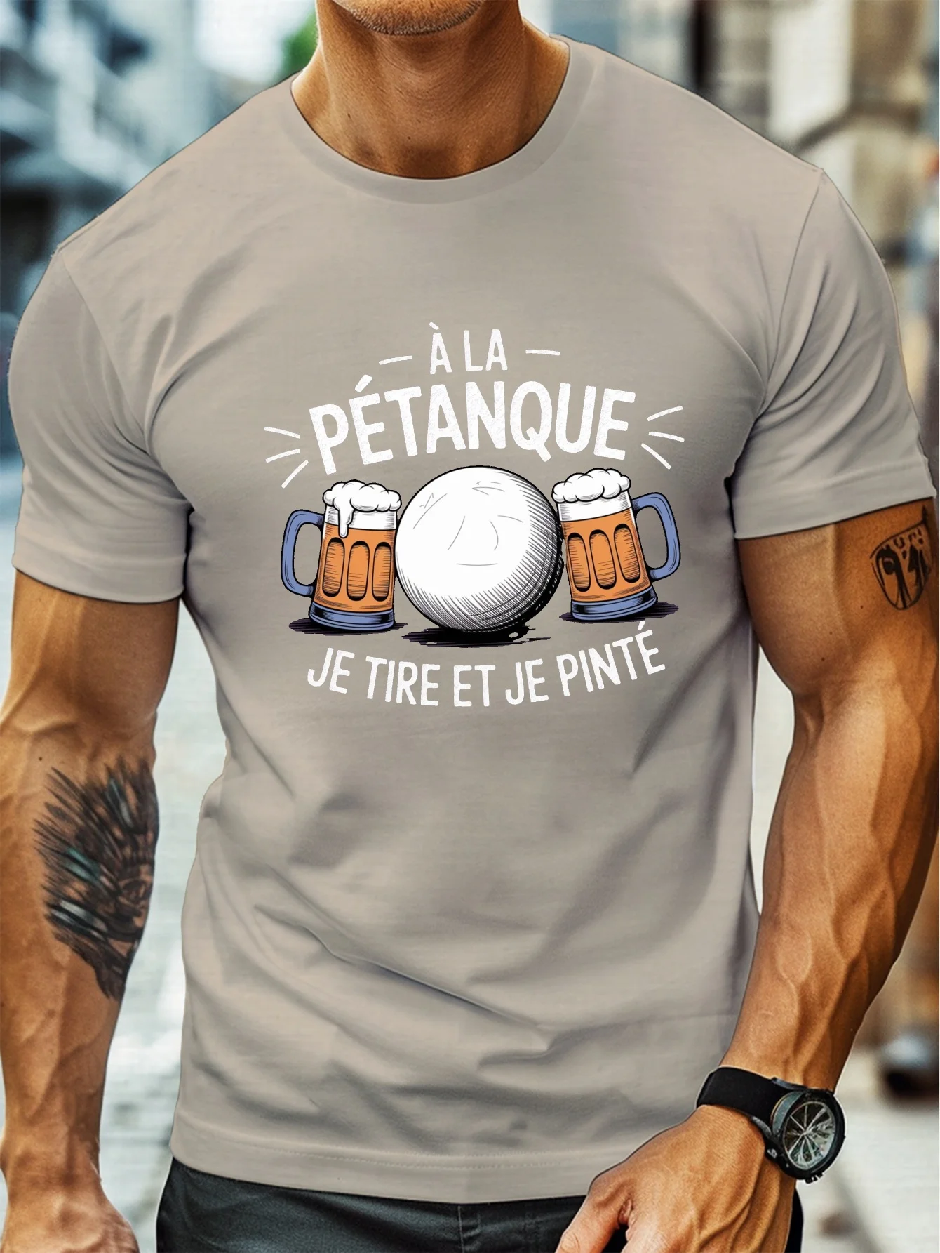 Fashion Men's Pétanque Beer Fu - Party Games Quotes Short 评论和价格