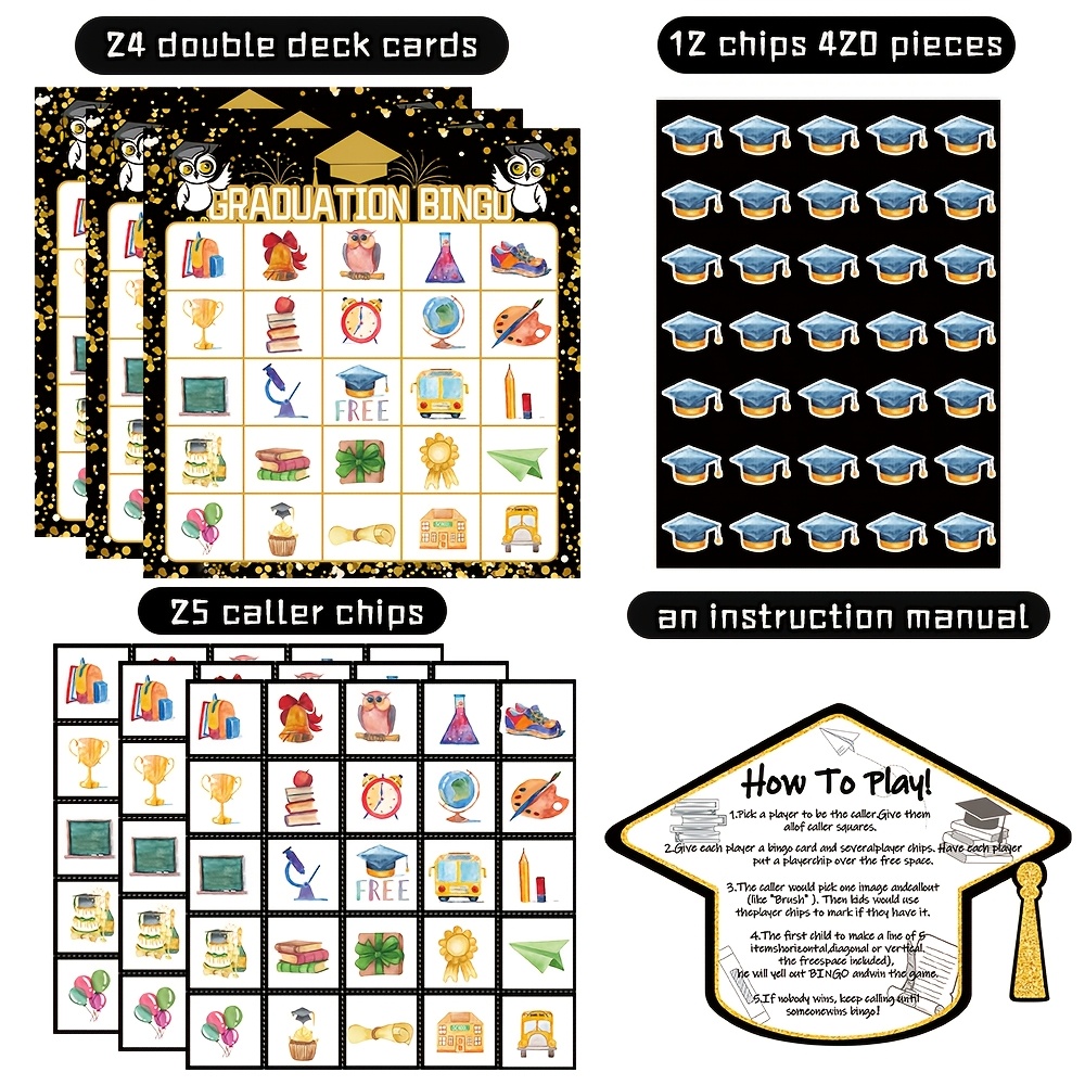 2026 Black Gold Graduation Bin - Party Games College 评论和价格