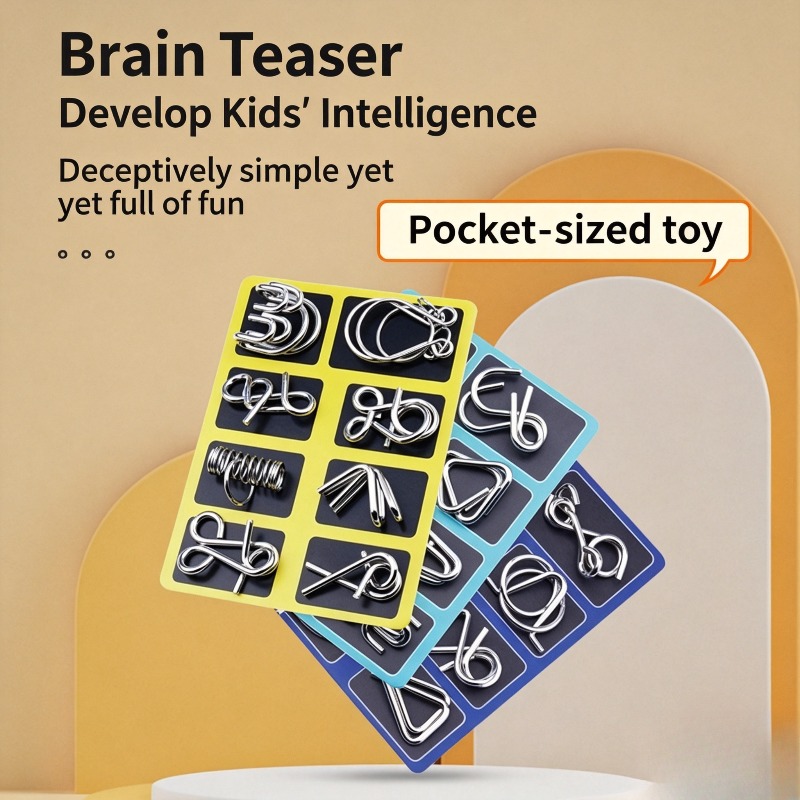 8 Pieces Metal Puzzle Set Clas - Party Games At Home 评论和价格