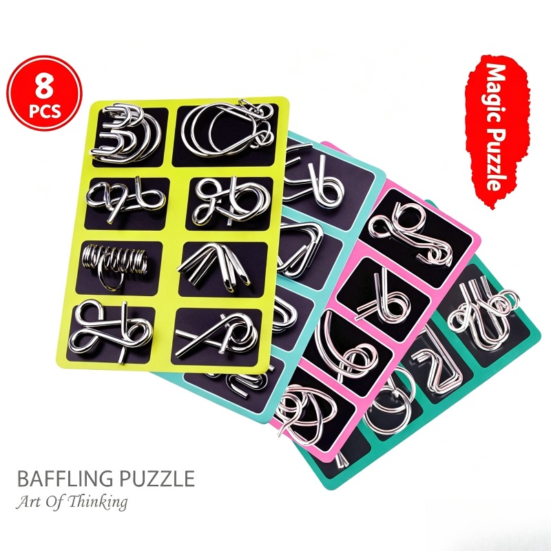 8 Pieces Metal Puzzle Set Clas - Party Games At Home 评论和价格