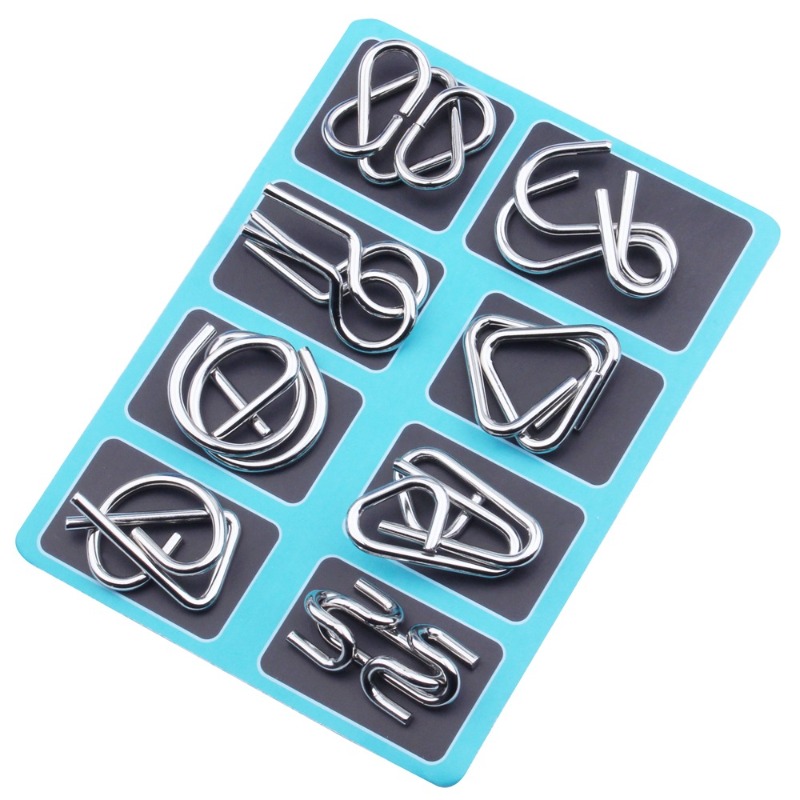 8 Pieces Metal Puzzle Set Clas - Party Games At Home 评论和价格