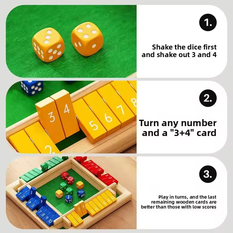 Box Game Wooden Dice Four-Side - Party Games For 7 People 评论和价格
