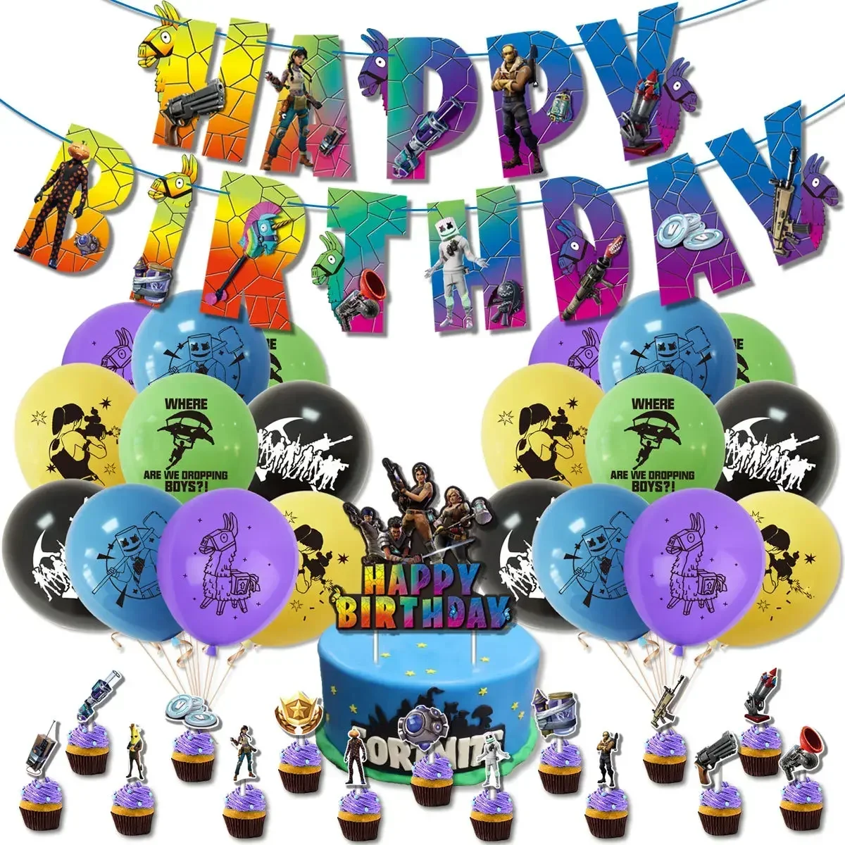 Hot Game Fortnite Theme DIY Ba - Party Games Kids Birthday 评论和价格